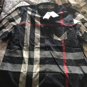 Men’s Burberry navy check shirt.